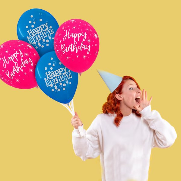 Buquê de Balões Happy Birthday Mesclado