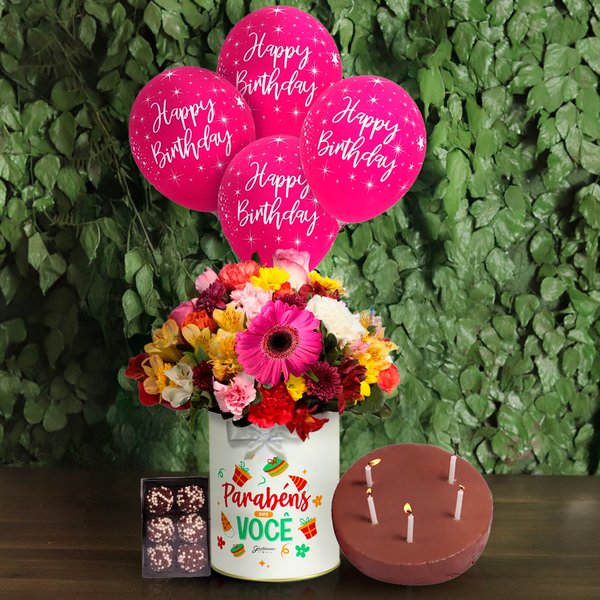 Delicado Kit Aniversário com Balões Marsala