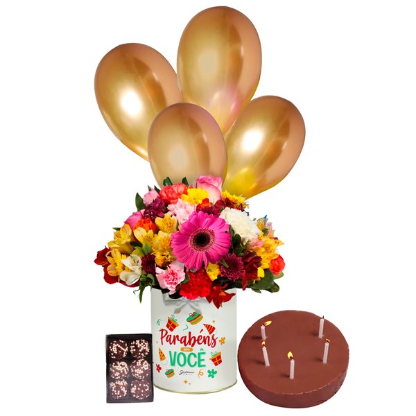 Delicado Kit Aniversário com Balões Dourados