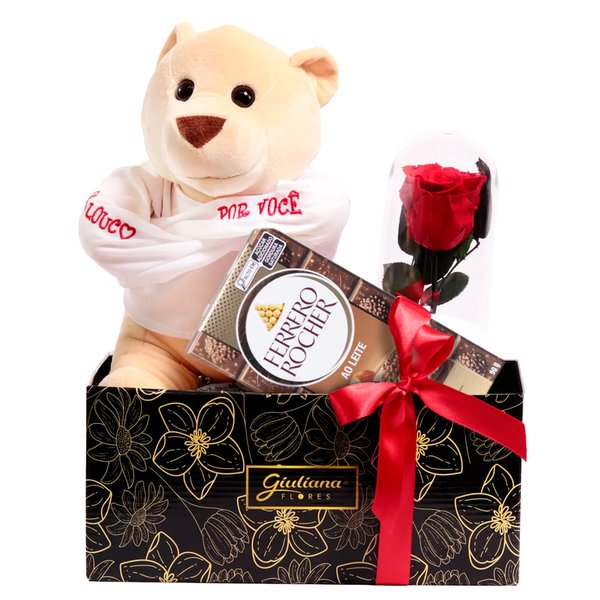 Cesta Louco Amor e Barra de Chocolate Ferrero