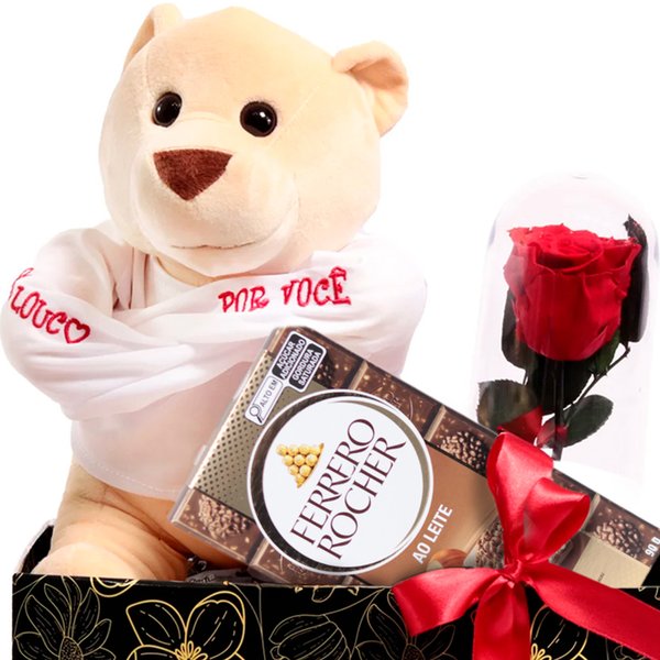 Cesta Louco Amor e Barra de Chocolate Ferrero