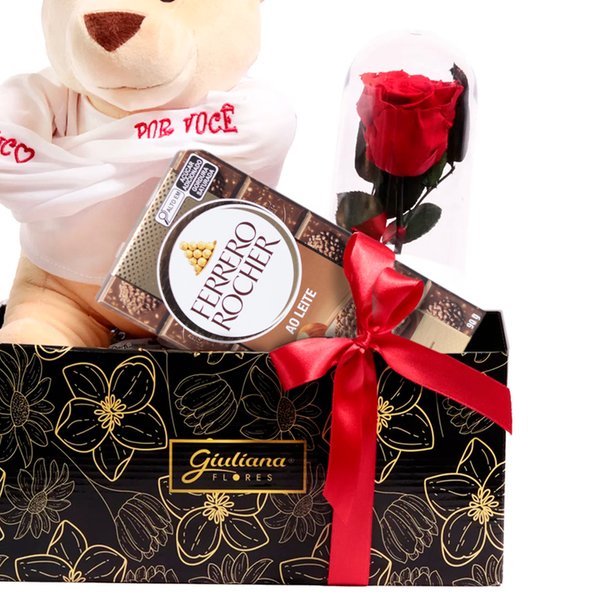 Cesta Louco Amor e Barra de Chocolate Ferrero