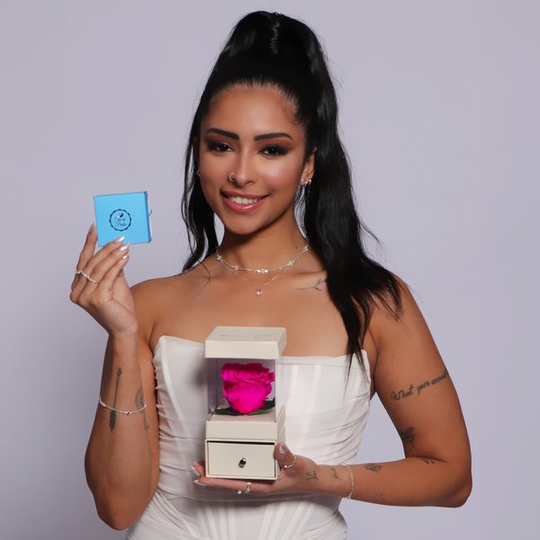 Porta Joia Encantado com Colar Coração Crystal e Pulseira Corações