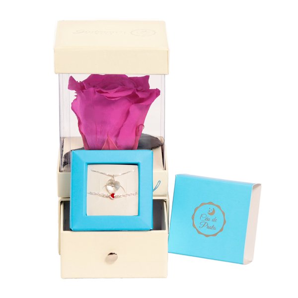 Porta Joia Encantado com Colar Coração Crystal e Pulseira Corações