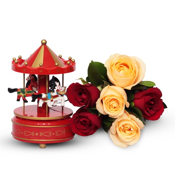 Buquê de Rosas e Carrossel Musical