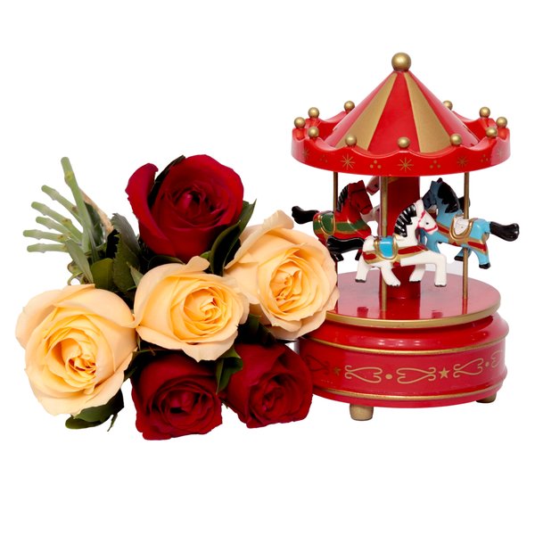 Buquê de Rosas e Carrossel Musical