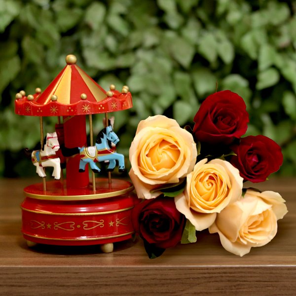 Buquê de Rosas e Carrossel Musical