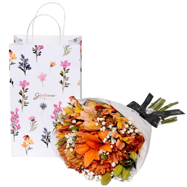 Buquê de Flores Laranjas na Bag Florescer