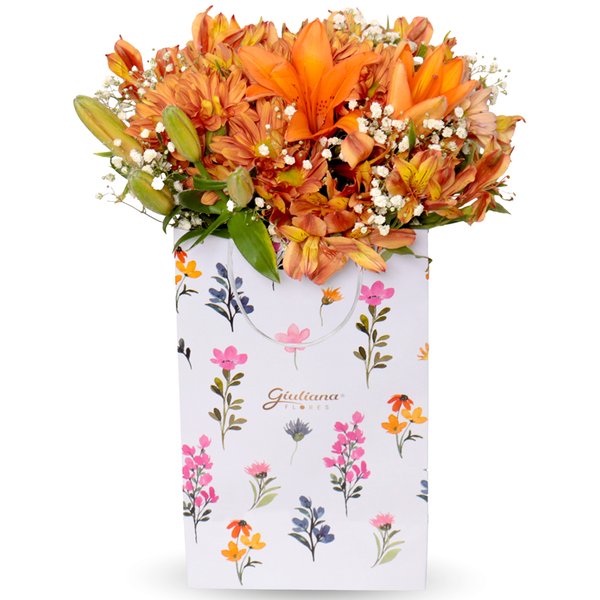 Buquê de Flores Laranjas na Bag Florescer