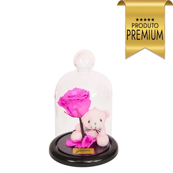 Mini Rosa Encantada Pink e Urso Chaveirinho