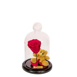 Imagem de Mini Rosa Encantada Vermelha e Urso Chaveirinho