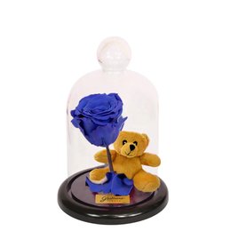 Imagem de Mini Rosa Encantada Azul e Urso Chaveirinho