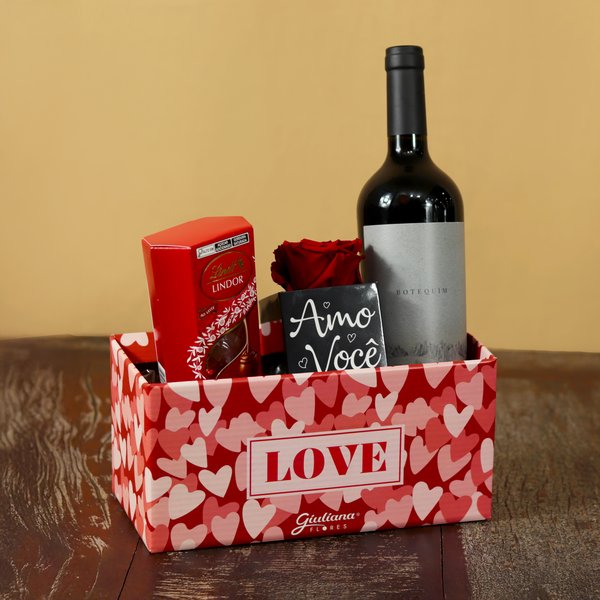 Rosa Encantada Vermelha Box Love e Vinho Botequim SP
