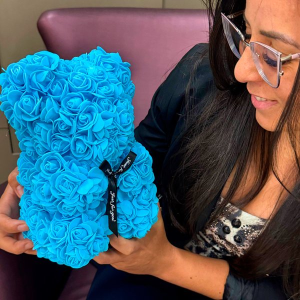 Urso Teddy Flowers Azul