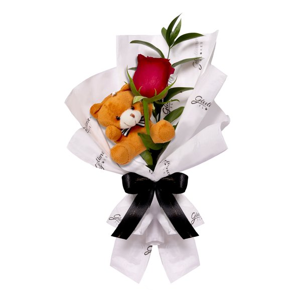 Uma Rosa Vermelha e Urso Chaveirinho