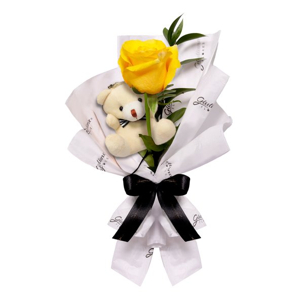 Uma Rosa Amarela e Urso Chaveirinho