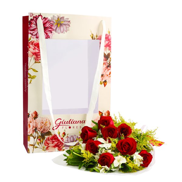 Buquê Maravilha Vermelho na Bag Floral