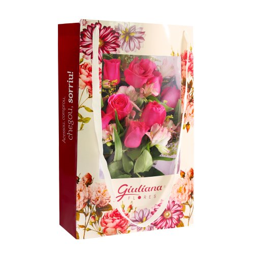 Buquê Maravilha Rosa na Bag Floral