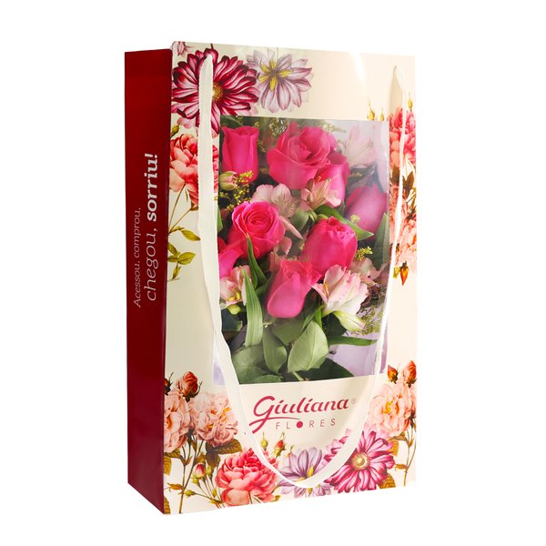 Buquê Maravilha Rosa na Bag Floral