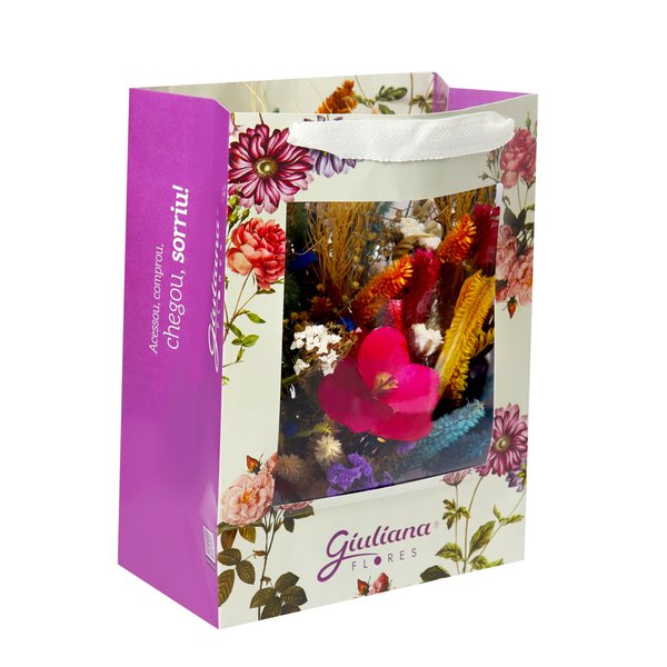 Buquê Criativo de Flores Secas na Bag Floral