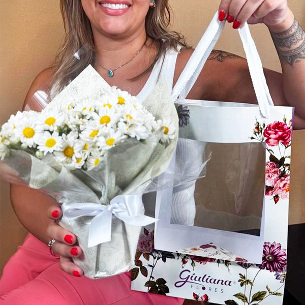 Mini Margaridinha Plantada na Bag Floral