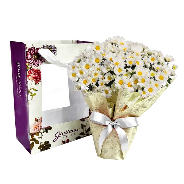 Mini Margaridinha Plantada na Bag Floral