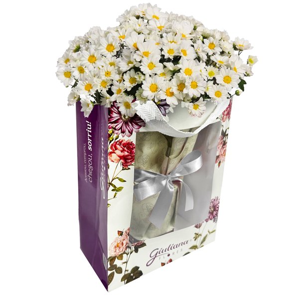 Mini Margaridinha Plantada na Bag Floral