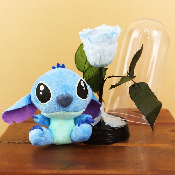 A Bela Rosa Encantada Azul e Stitch 12cm