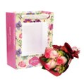 3 Lindas Rosas Cor de Rosa na Bag Floral