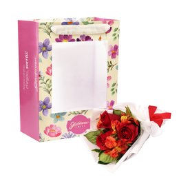 Imagem de 3 Lindas Rosas Vermelhas na Bag Pétalas