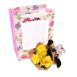 Imagem de 3 Lindas Rosas Amarelas na Bag Pétalas