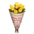 Buquê Maravilha com 8 Rosas Amarelas Mãe Feliz