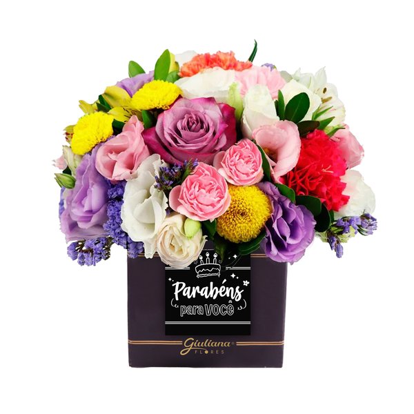Mix de Flores no Box Parabéns pra Você