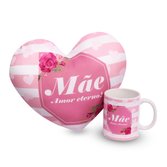 Kit Almofada Coração e Caneca Mãe Amor Eterno