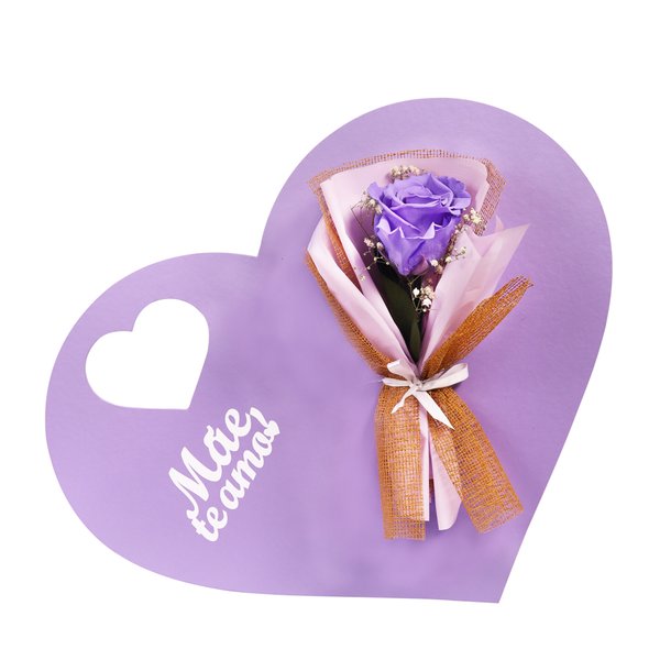 Rosa Encantada Lilás no Coração Mãe Te Amo