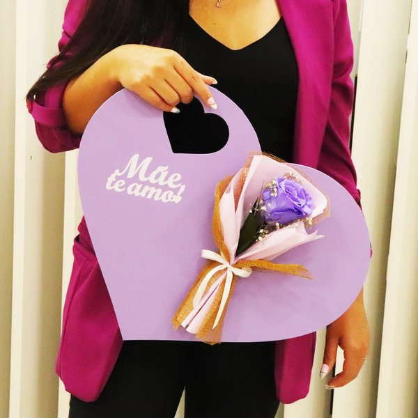 Rosa Encantada Lilás no Coração Mãe Te Amo