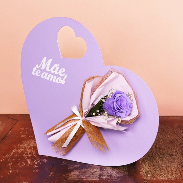 Rosa Encantada Lilás no Coração Mãe Te Amo