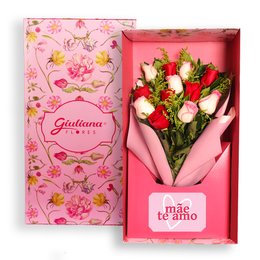 Imagem de Buquê de 12 Rosas no Box Mãe Te Amo