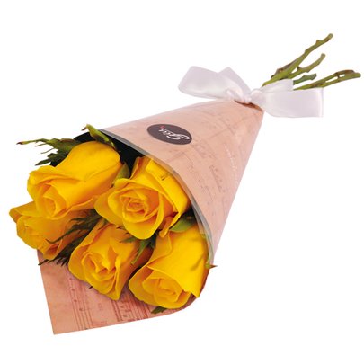 Buquê Partitura de Rosas Nacionais Amarelo