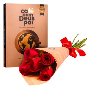 Imagem de Livro Café com Deus Pai com Partitura com Rosas Vermelhas