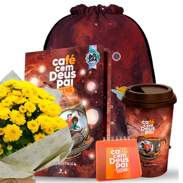 Mini Margaridinha Amarela com Kit Teens Cafe com Deus Pai