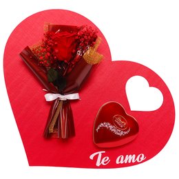 Imagem de Rosa Encantada Vermelha e Lindt no Coração Te Amo