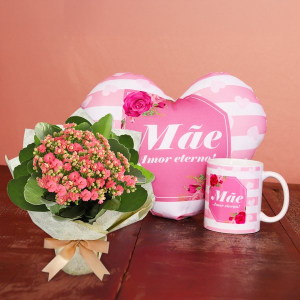 Kit Almofada e Caneca Mãe Amor Eterno e Kalanchoe