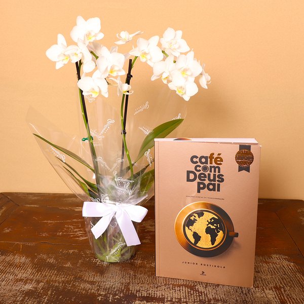 Mini Rara Branca e Livro Café com Deus Pai