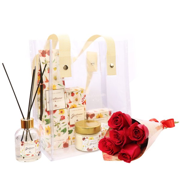 Buquê Partitura de Rosas Vermelhas e Linha Aromática Giuliana Flores