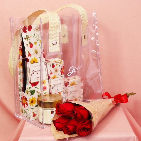 Buquê Partitura de Rosas Vermelhas e Linha Aromática Giuliana Flores