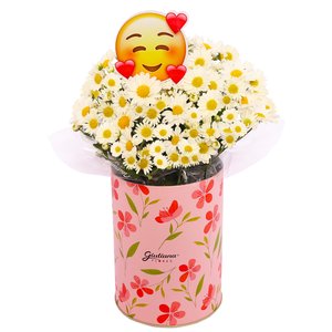 Imagem de Margaridinha Branca no Box Florescer e Placa Emoji Coração