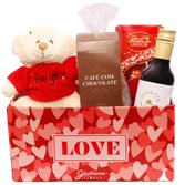 Cesta Love com Espumante e Urso e Lindt