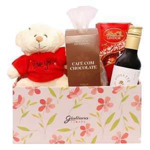 Imagem de Cesta Florescer com Espumante e Urso e Lindt