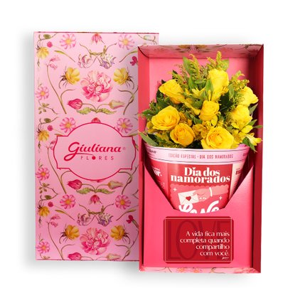 Buquê Maravilha de Rosas Amarelas no Box Dia dos Namorados